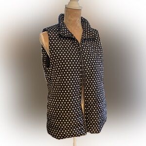 Michael Kors Black and White Polka Dot Puffy Vest